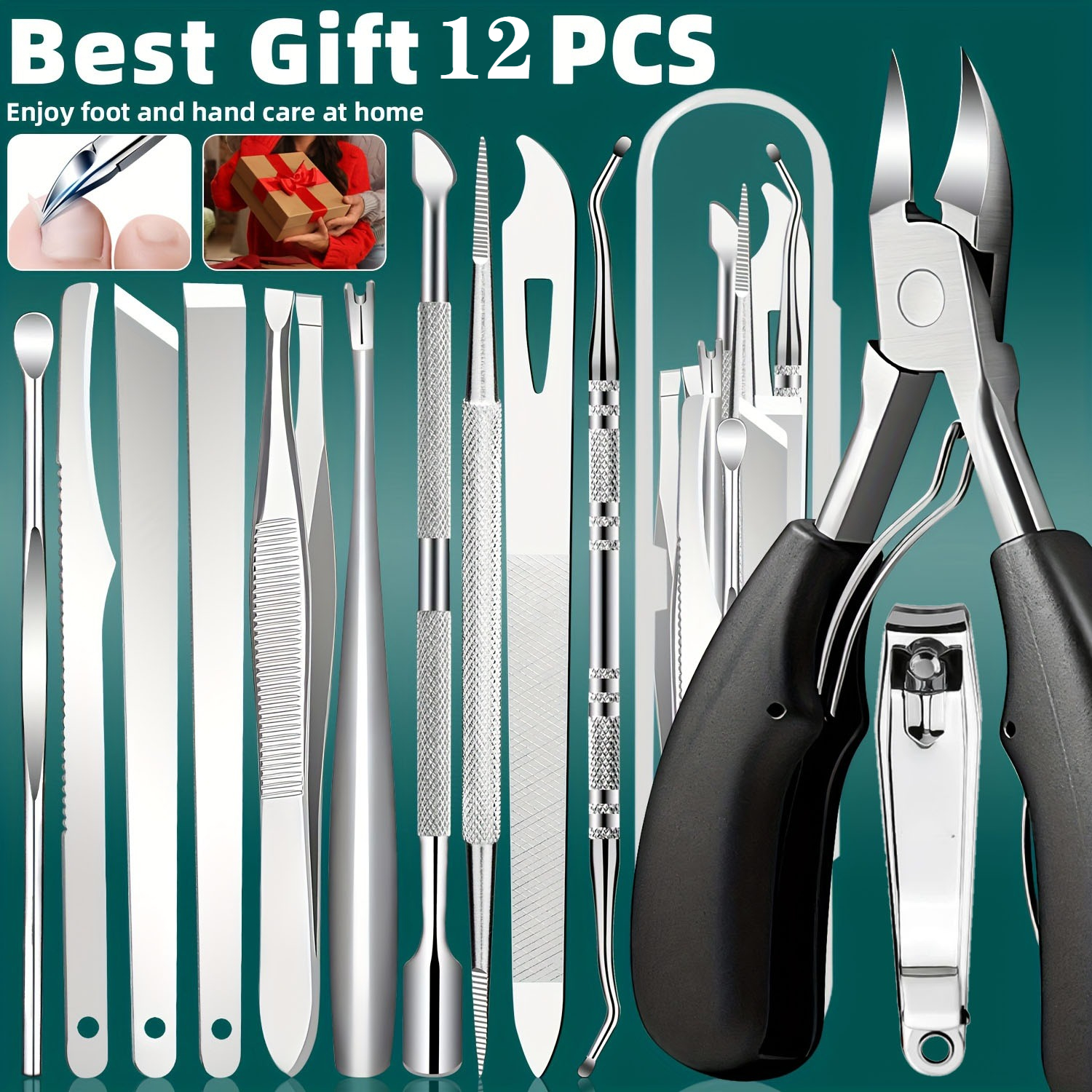 Nail Care Kit Mens - 1/11/12pcs Stainless Steel Toenail Cuticle Removal